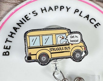 Struggle Bus Goose Retractable Badge Reel: Nurse, Teacher Medical ID Holder