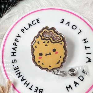 Chicken nugget retractable badge reel, food ID holder, nurse badge clip, key card holder, lanyard, funny food gifts, teacher, medical ID