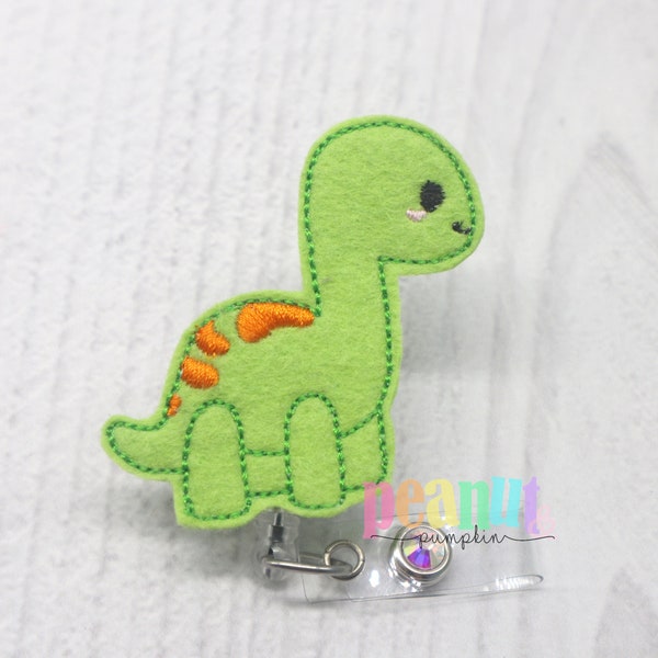 Dinosaur badge reel, dino badge reel, nurse badge reel, felt badge reel, teacher badge reel, dinosaur gifts, green dinosaur, badge clip