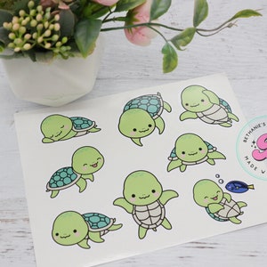 Turtle stickers - cute turtle stickers - waterproof turtle stickers - turtle sticker sheet - turtle gifts - laptop stickers