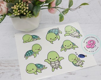 Turtle stickers - cute turtle stickers - waterproof turtle stickers - turtle sticker sheet - turtle gifts - laptop stickers