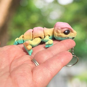 Rainbow T-Rex Keychain: 3D Printed Articulated Dino Fidget