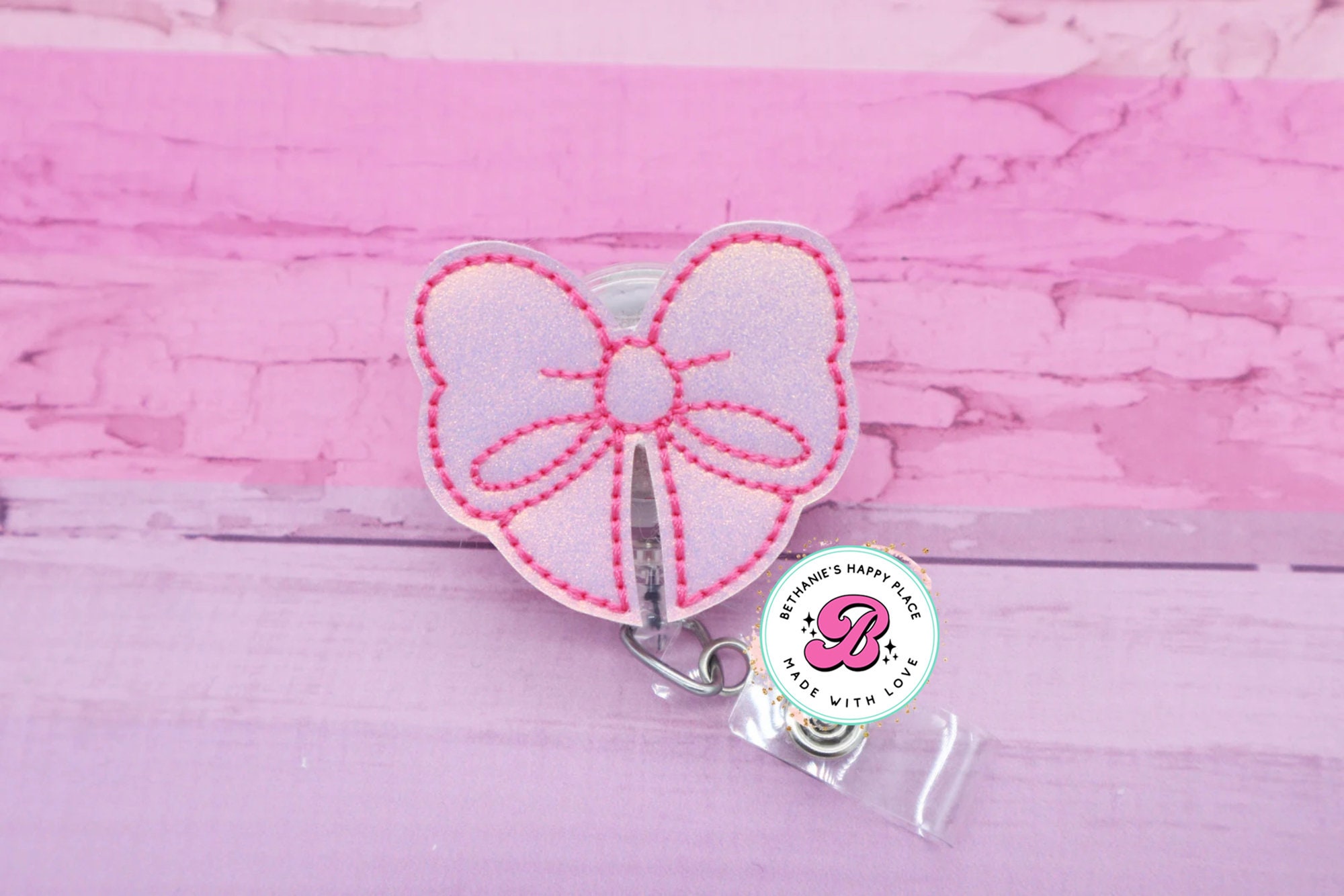Pink Bow Badge Reel Bow Badge Clip Pink Bow Badge Holder Badge Reel Nurse  Badge Holder Nurse Cute Badge Reel Gift for Nurse 