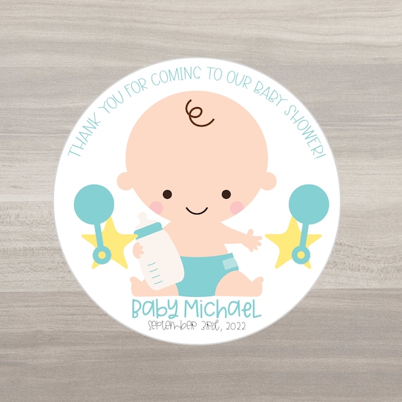 Baby Boy Shower Favor Stickers, Thank You Baby Shower Stickers, Baby Boy  Stickers, Baby Shower for Boy Stickers, Baby Shower Stickers 