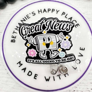 Good news it&#39;s all going to be ok badge reel, motivational badge reel, mental health badge holder, badge reel nurse, retractable ID holder