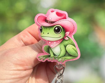 Cowboy Frog Retractable Badge Reel: Acrylic Medical ID Holder