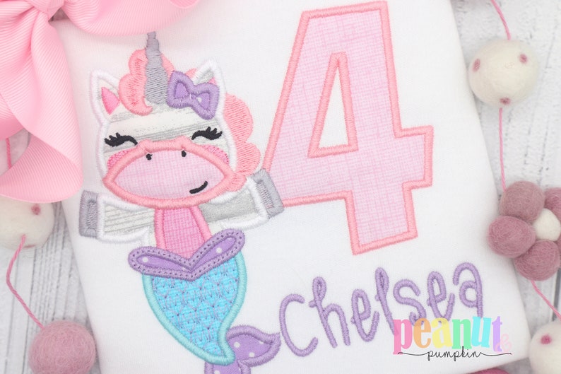 Mermaid unicorn personalized birthday mermaid birthday party unicorn mermaid birthday shirt pastel unicorn party cute unicorn shirt