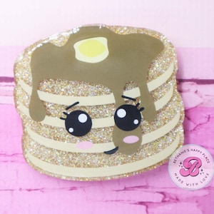 Pancake magnet, pancake fridge magnet, cute refrigerator magnet, pancake gifts, acrylic glitter magnet, food gifts, breakfast magnet