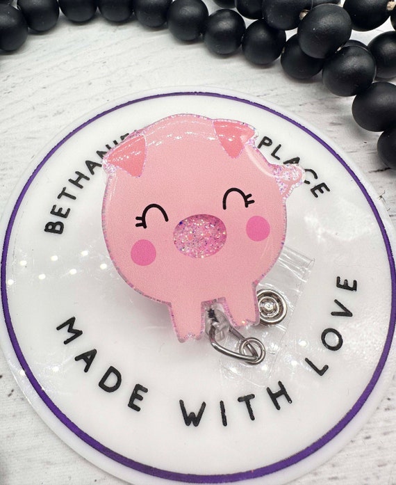 Adorable Pig Badge Reel, Pig Badge Holder, Pig Gifts, Badge Reel Nurse, Pig  Badge Topper, Acrylic Badge Reel, Pig Lover, Piggy Badge Holder 