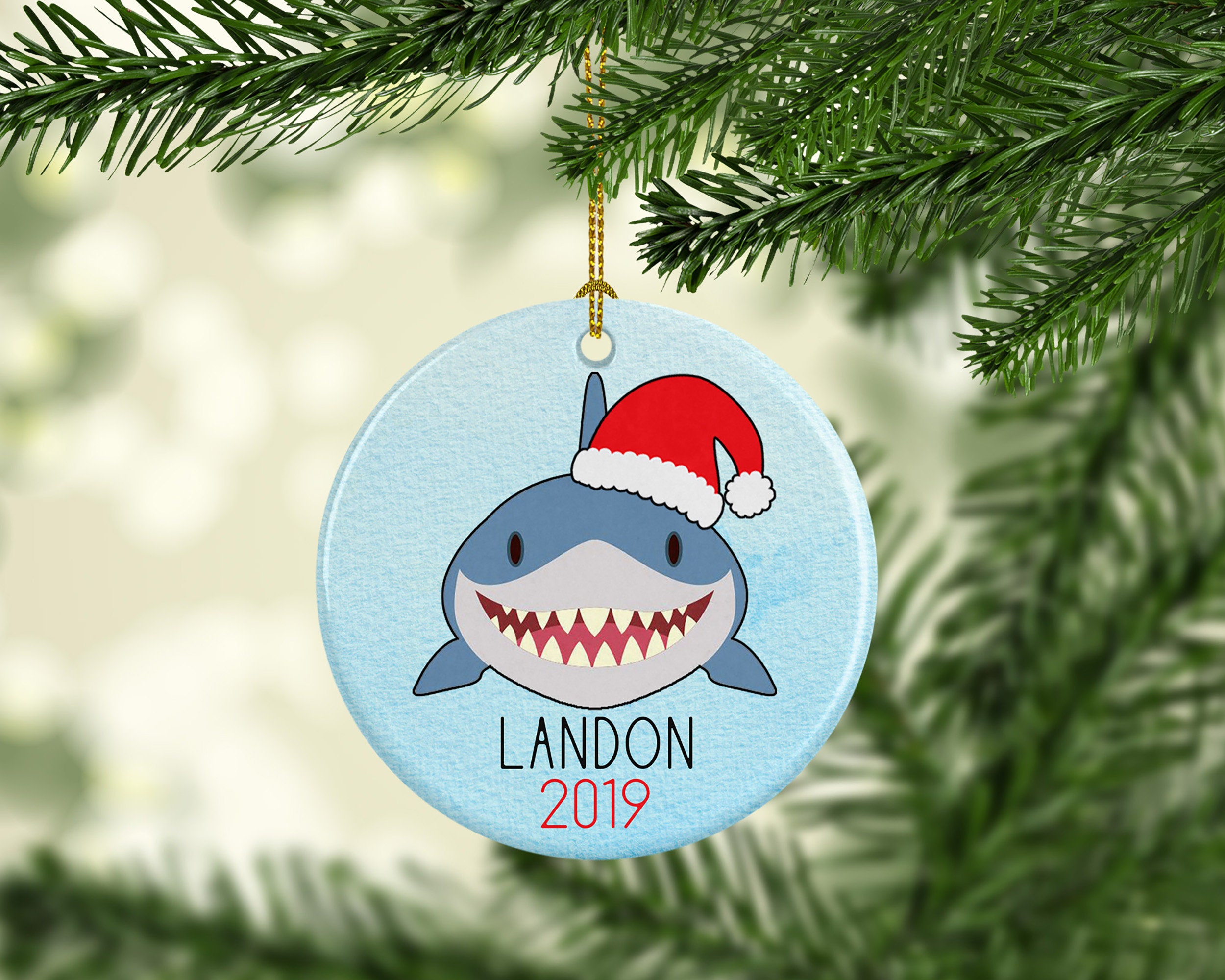 Shark Ornament Shark Christmas Ornaments Personalized Etsy