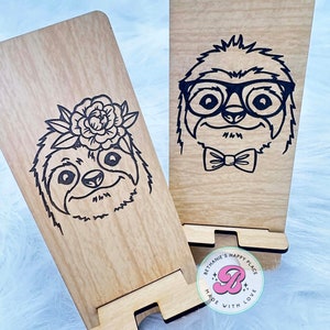 Sloth phone stand, wooden phone stand, wood phone holder, docking station, sloth gifts, sloth phone holder, personalized gifts