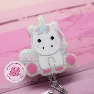 Unicorn Badge Reel: Retractable Lanyard, Nurse/Teacher Gift