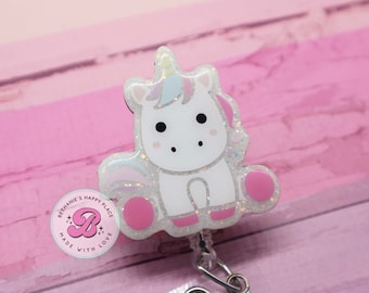 Unicorn Badge Reel: Retractable Lanyard, Nurse/Teacher Gift