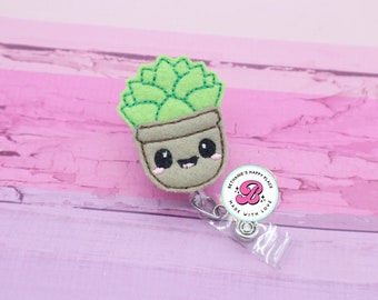 Succulent badge reel - succulent badge clip - plant badge reel - succulent gifts - badge reel nurse - badge reel teacher - badge pull