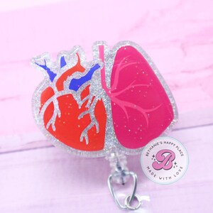 Heart and Lungs Badge Reel: Medical ID Holder
