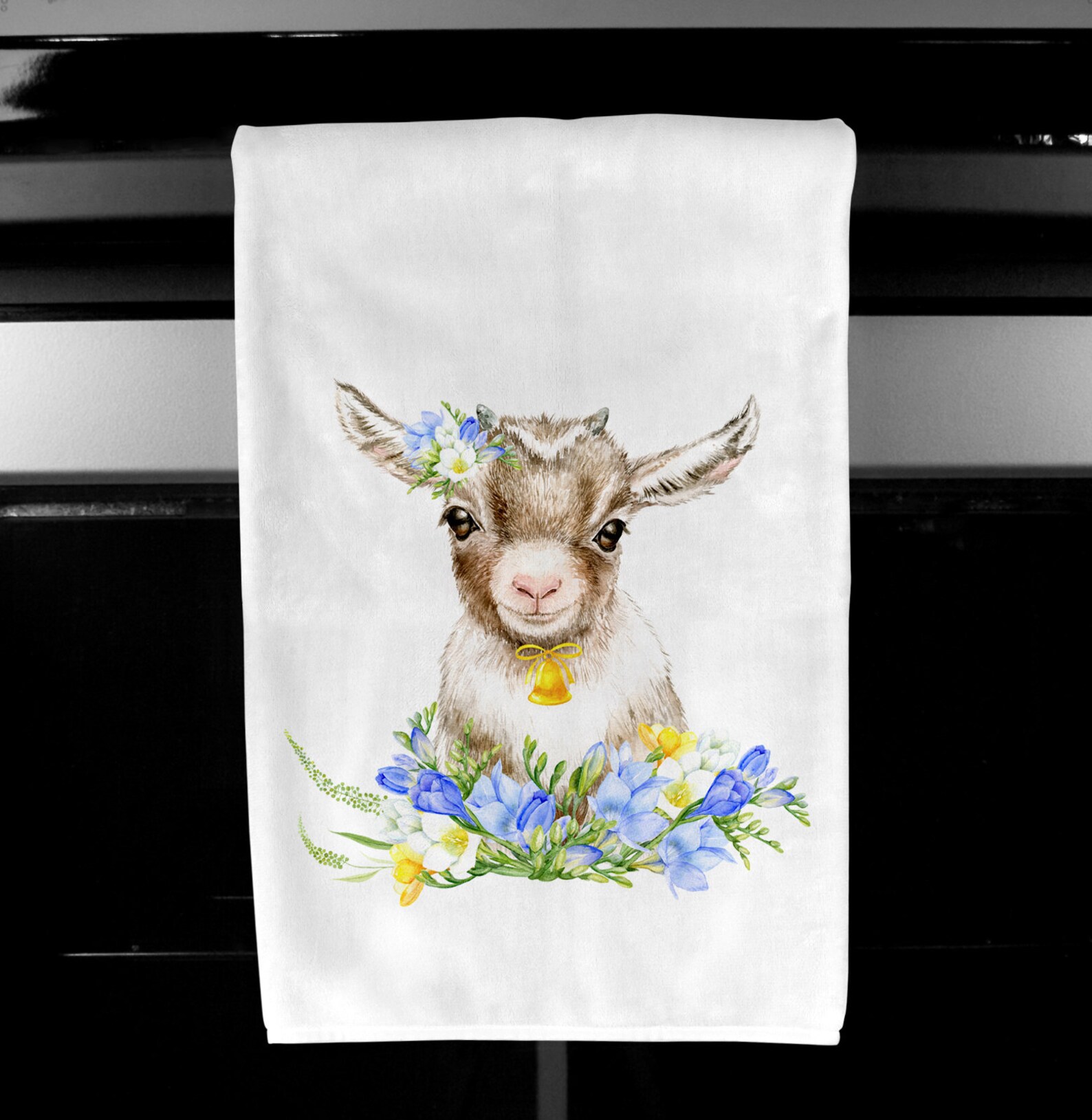 Goat kitchen towel floral goat goat towel goat gifts Etsy