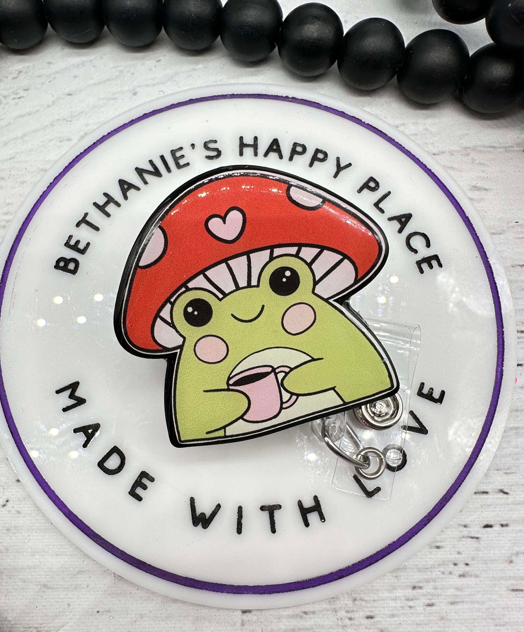 Frog Mushroom Head Badge Reel, Coffee Frog Badge Holder, Frog Gifts ...