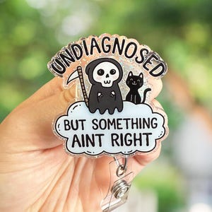 Funny &quot;Undiagnosed&quot; Retractable Badge Reel: Sarcastic Mental Health ID Holder