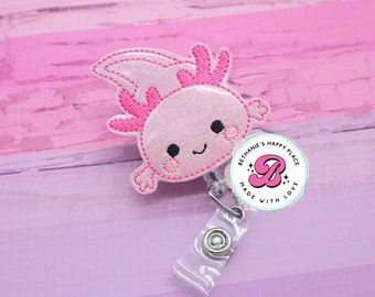 Axolotl badge reel - axolotl badge holder - cute badge reel - axolotl badge clip - retractable ID badge holder - fish badge reel