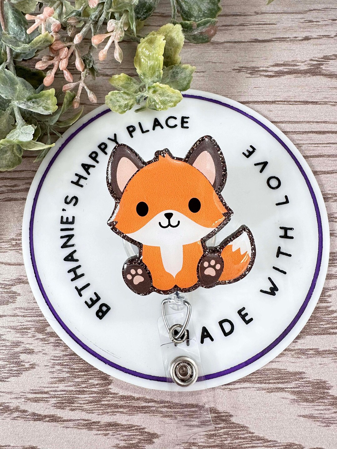 Cute Fox Retractable Badge Reel, Pediatrics Badge Holder, Acrylic Fox ...