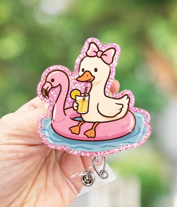Summer goose retractable badge reel, nurse ID holder, acrylic topper