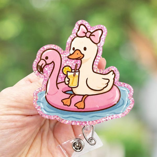 Summer goose retractable badge reel, nurse ID holder, acrylic topper
