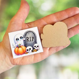 Halloween Ghost Tombstone Badge Reel Blank & Vinyl Decal Set - DIY Craft