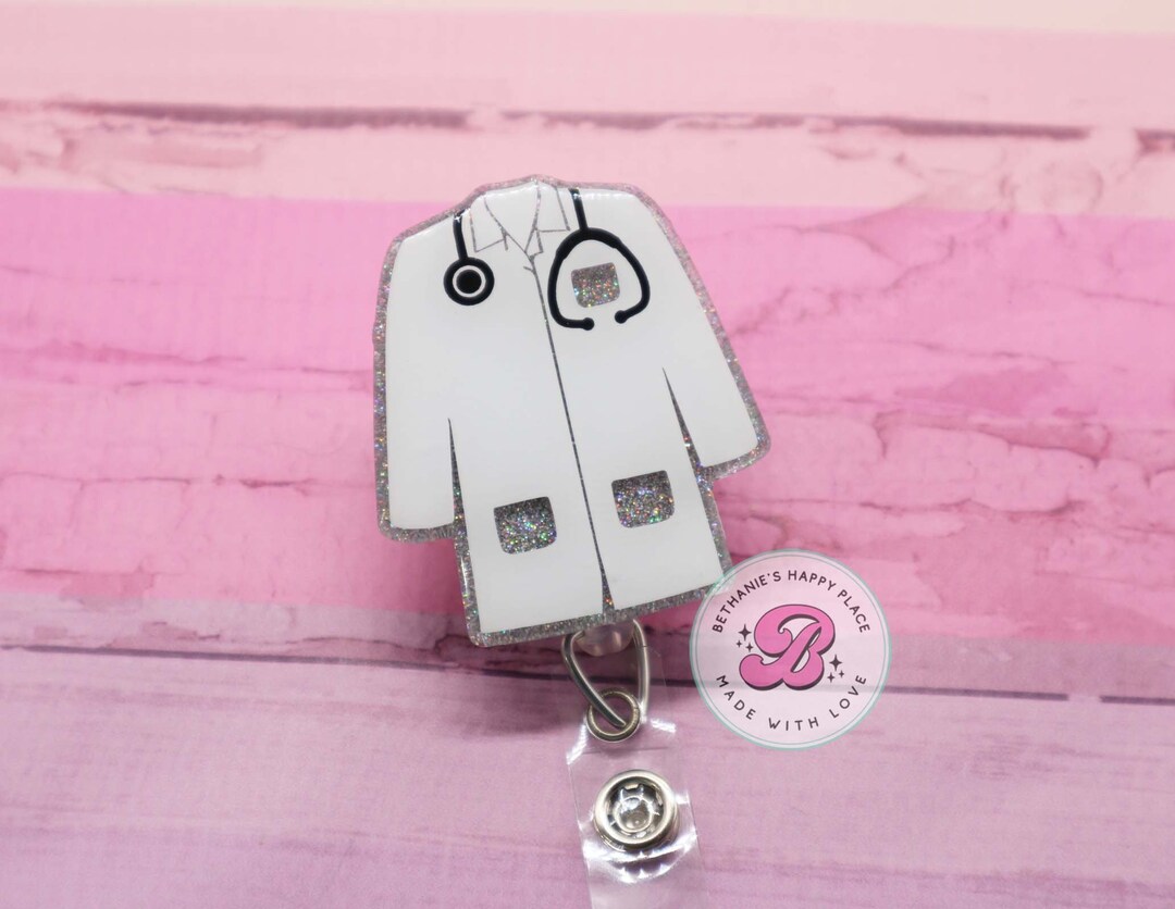 Lab Coat Badge Reel, Lab Badge Holder, ID Badge Clip, Retractable Badge