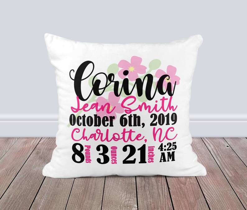 Download Bedding Home Living Baby Girl Pillow Birth Announcement Gifts Baby Girl Gift Birth Announcement Pillow Baby Girl Pillow Gift Personalized Baby Girl Pillow