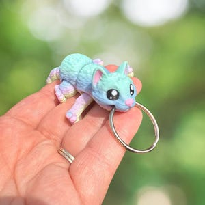 Rainbow kitty keychain, 3D printed cat, cat keychain, cat lover, cat gifts for kids, cat gifts for her, cute kitty cat 3D printed keychain