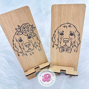 Golden Retriever gifts, dog phone stand, wooden phone stand, wood phone holder, docking station, dog phone holder, personalized gifts