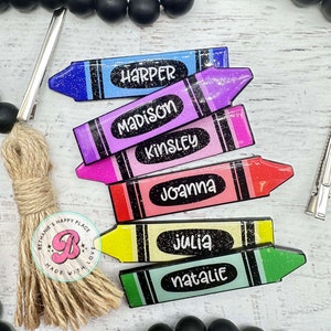 Crayon hair clips, back to school hair clips, personalized crayon hair clip, personalized clips, school bow, crayon barrette