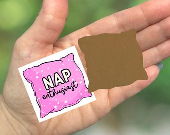 Nap Enthusiast Acrylic Badge Reel Blank & Decal: Pillow sticker and blank