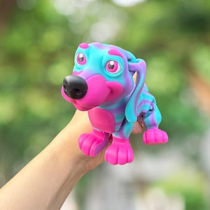 Dachshund 3D printed articulated figurine - rainbow dachshund - dachshund gift - 3D printed dog - articulated animals