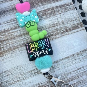 Library squad beaded lanyard, BREAKAWAY beaded lanyard, librarian lanyard, personalized gift for librarian, silicone beaded lanyard