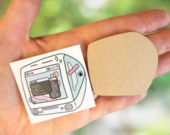 Retro Computer Acrylic Badge Reel Blank & Decal Set - DIY Craft