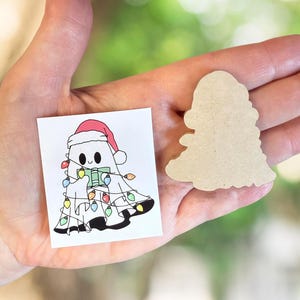 Christmas Ghost Badge Reel Blank & Decal - 2&quot; Acrylic Blank with Waterproof Sticker