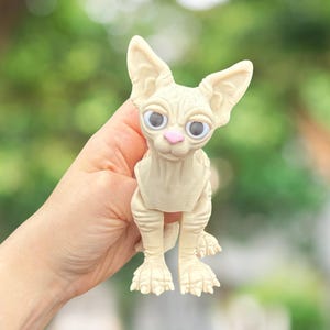Sphynx cat, articulated sphynx cat figurine, cat desk figurine, hairless cat desk figure, gift for him or her, cute cat gifts