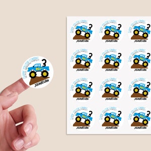Monster truck birthday thank you stickers, monster truck party favors, monster truck treat bag stickers, truck stickers, thank you stickers image 2
