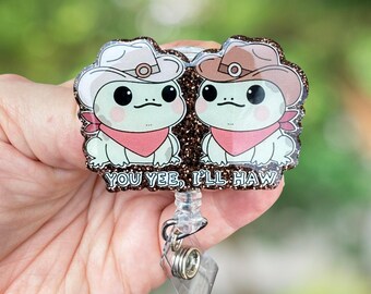 Cowboy Frog Badge Reel: Acrylic Medical ID Holder