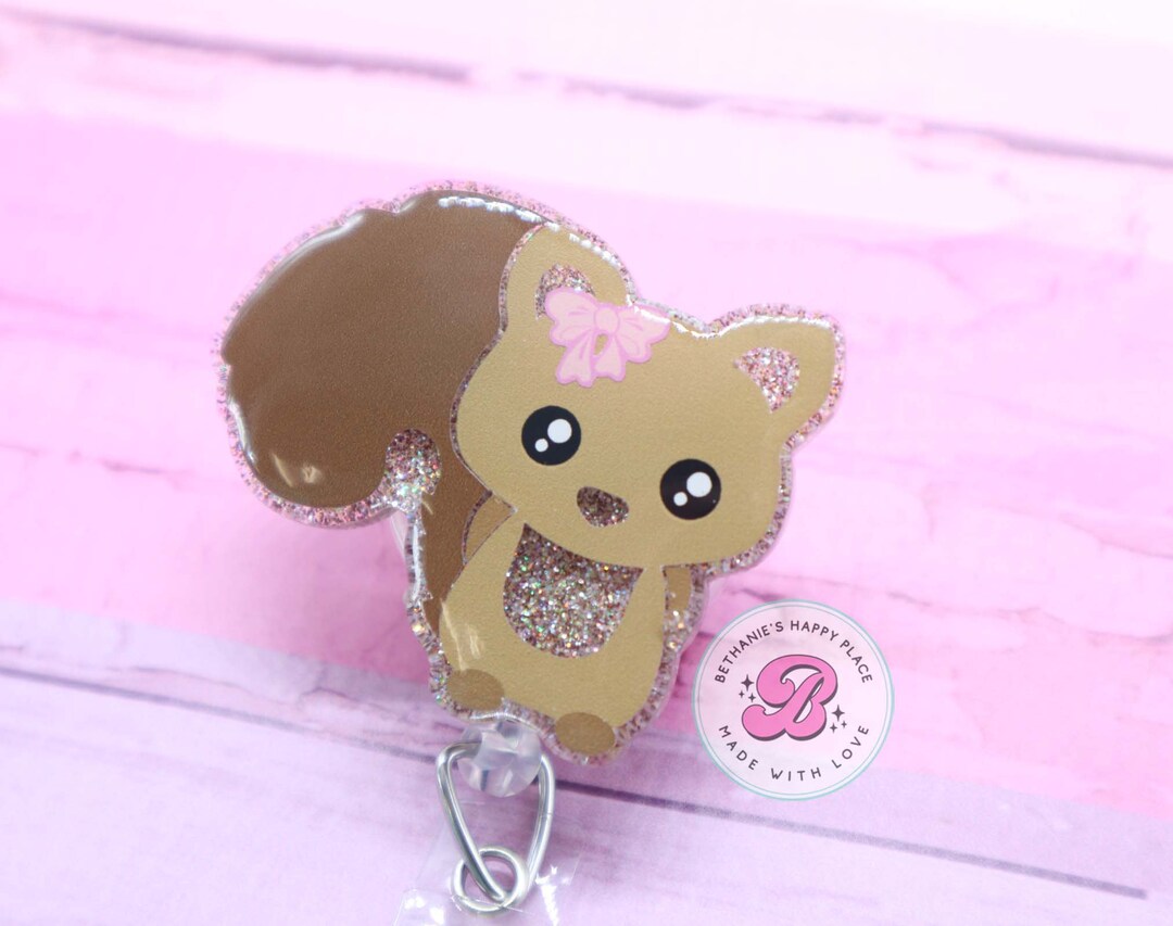 Squirrel Badge Reel Squirrel Badge Holder Cute Badge Reel Acrylic