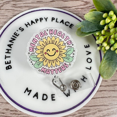 Mental Health Matters Sunflower Badge Reel: Nurse ID Holder