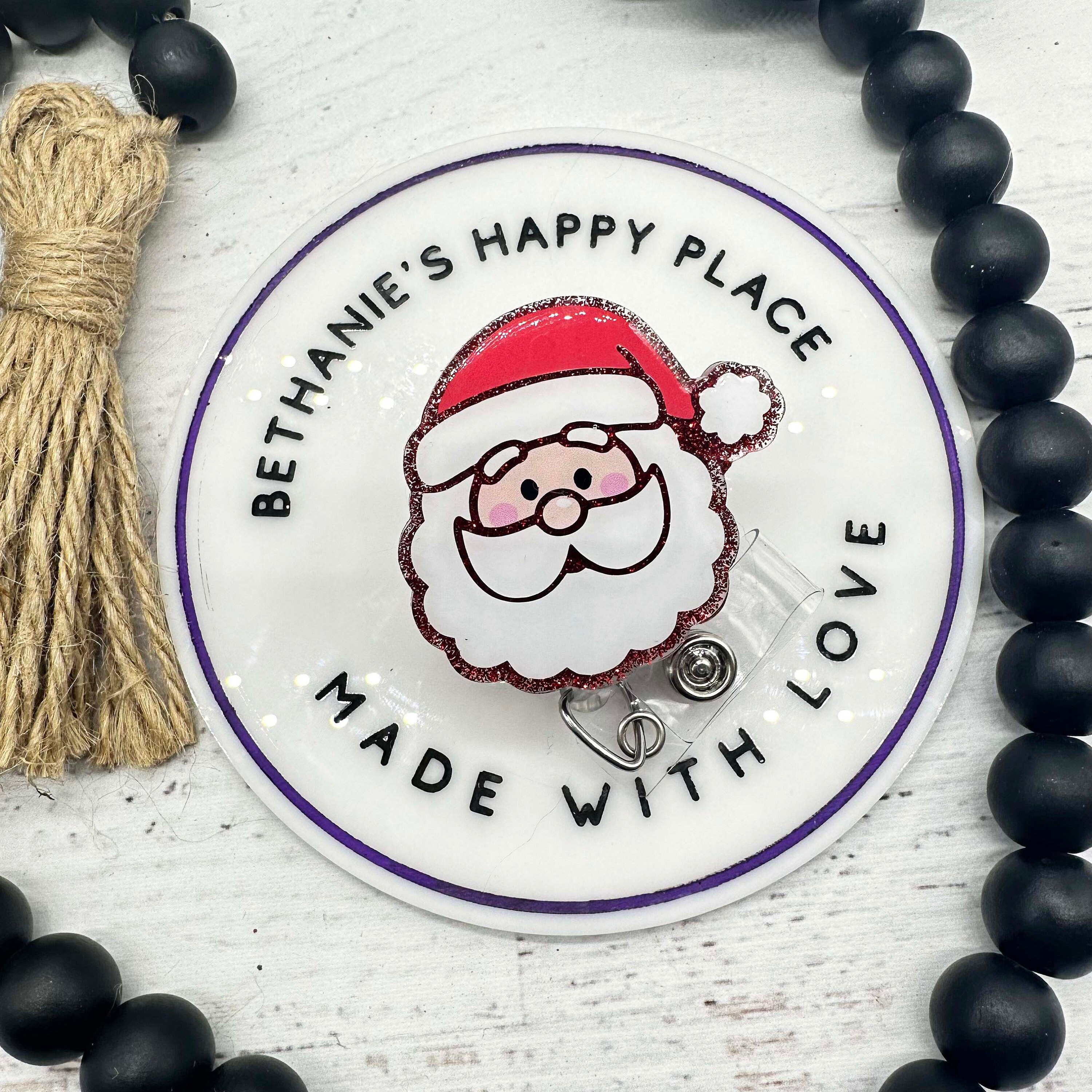 Santa Badge Reel - Christmas Retractable ID Badge Holder With Alligator Clip