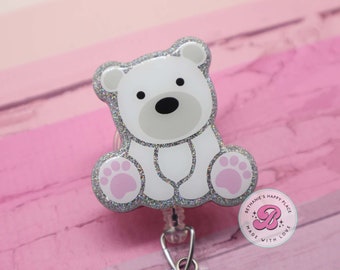 Polar bear badge reel, polar bear badge holder, polar bear gifts, cute badge reel, winter badge reel, Christmas badge reel