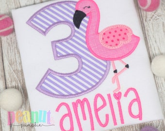 Chemise d’anniversaire Flamingo, fête d’anniversaire flamingo, anniversaire flamant rose, chemise d’anniversaire personnalisée, chemise d’anniversaire filles, tenue flamant rose