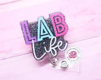 Lab life badge reel, lab badge reel, lab tech badge holder, retractable medical ID badge holder, lab life badge clip, medical badge reel