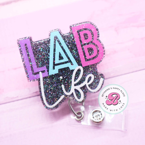 Lab life badge reel, lab badge reel, lab tech badge holder, retractable medical ID badge holder, lab life badge clip, medical badge reel