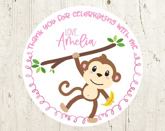Monkey Birthday Thank You Stickers: Party Favor Stickers