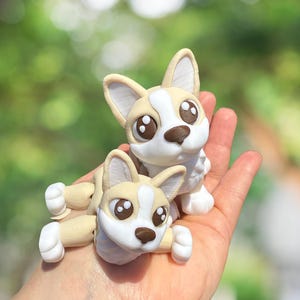 Articulated Corgi fidget figurine, 3D printed Corgi, cute Corgi gifts, dog gifts, dog figurine