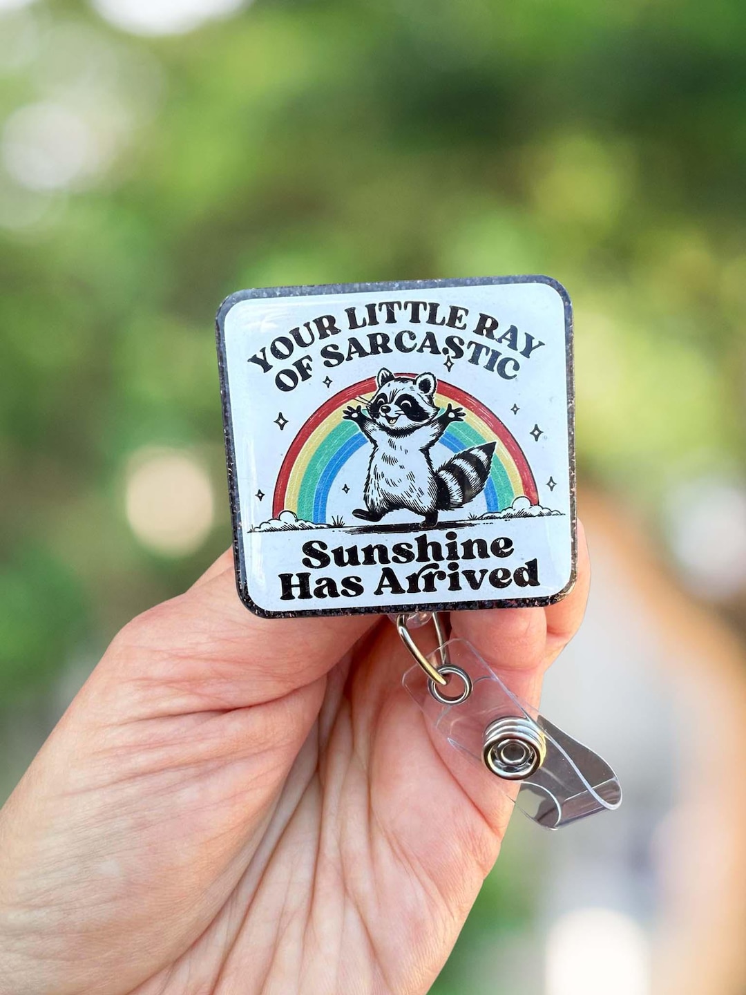 Sarcastic Sunshine Raccoon Badge Reel: Acrylic Medical ID Holder - Etsy